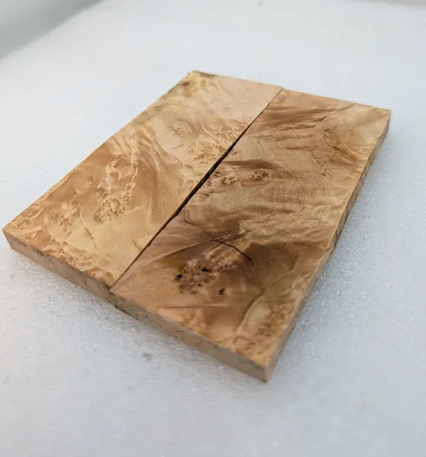Clear Stabilized Burl Maple Knife Scales Bookmatched — photo 2