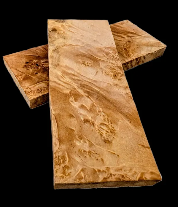 Clear Stabilized Burl Maple Knife Scales Bookmatched