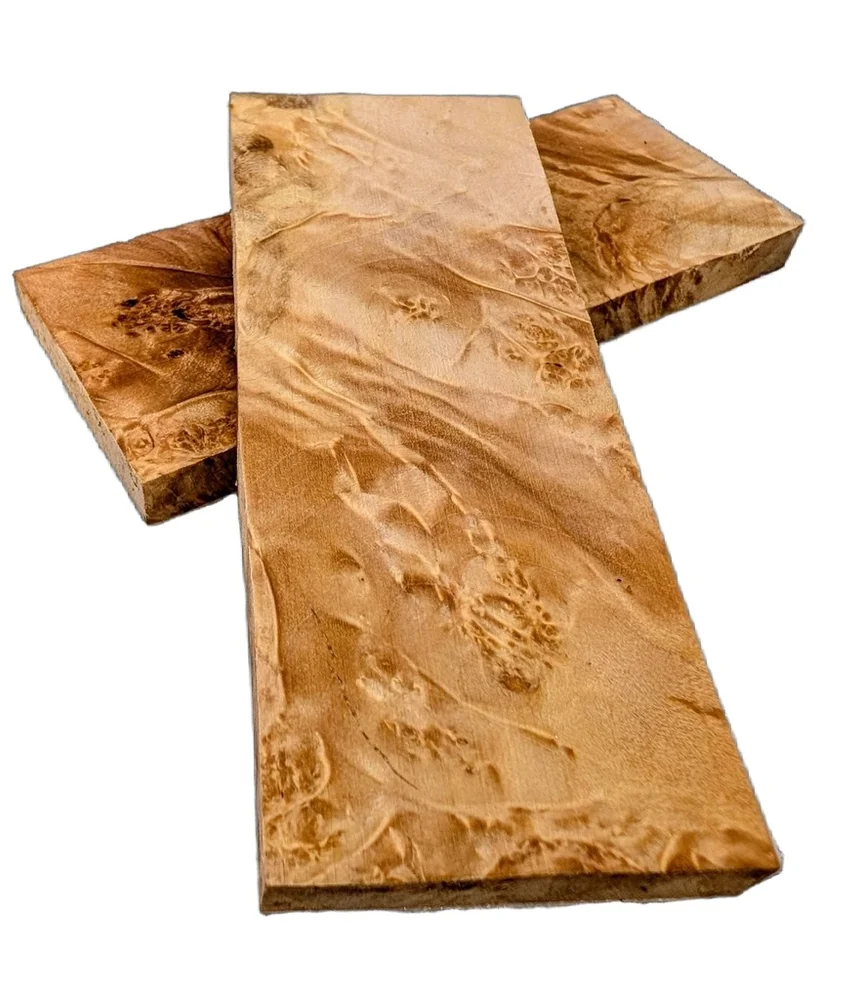 Bookmatched Stabilized Maple Burl Scale Set (5x2x0.375)
