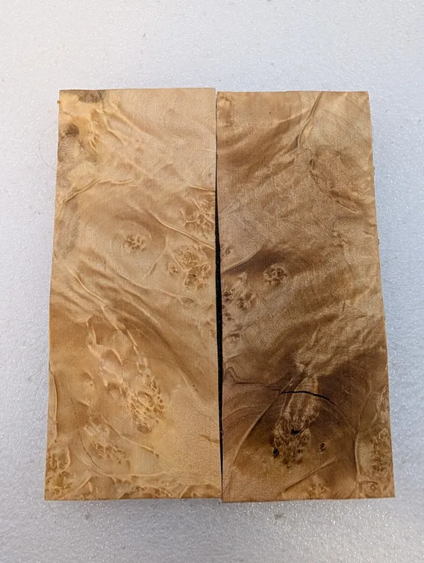 Clear Stabilized Burl Maple Knife Scales Bookmatched — photo 3
