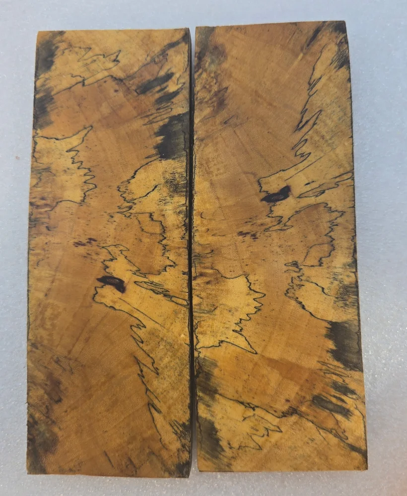 Clear Stabilized Spalted Tamarind Knife Scales Bookmatched