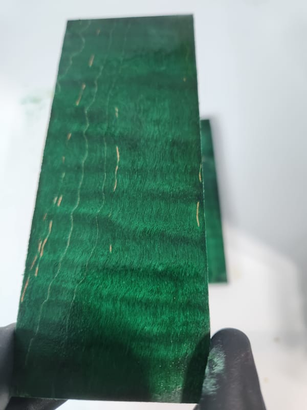 Emerald Green Stabilized Maple Knife Scales Bookmatched — photo 3