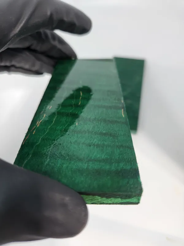 Emerald Green Stabilized Maple Knife Scales Bookmatched