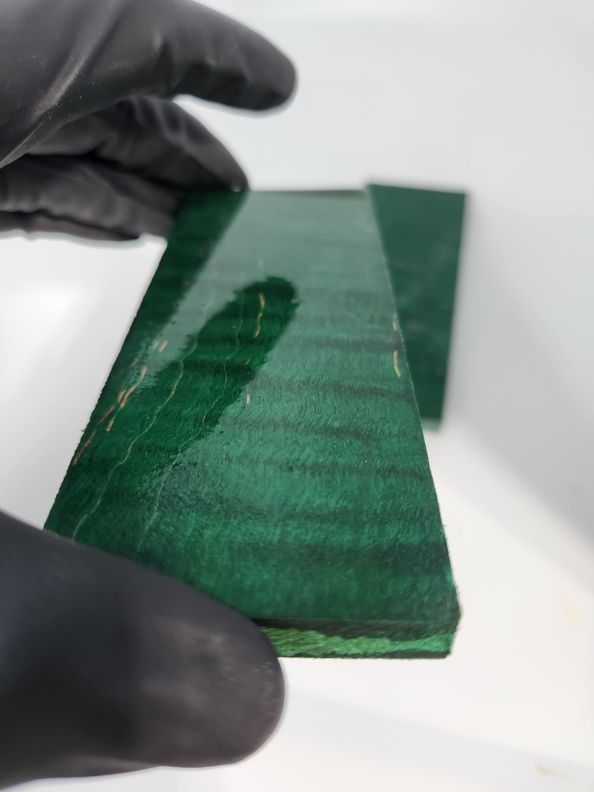 Matched Maple Knife Scales – Emerald Green Dyed (5x2x0.36)