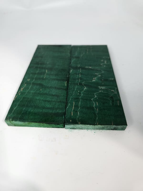 Emerald Green Stabilized Maple Knife Scales Bookmatched — photo 2