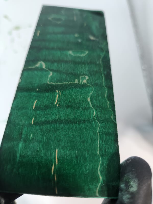 Emerald Green Stabilized Maple Knife Scales Bookmatched — photo 4