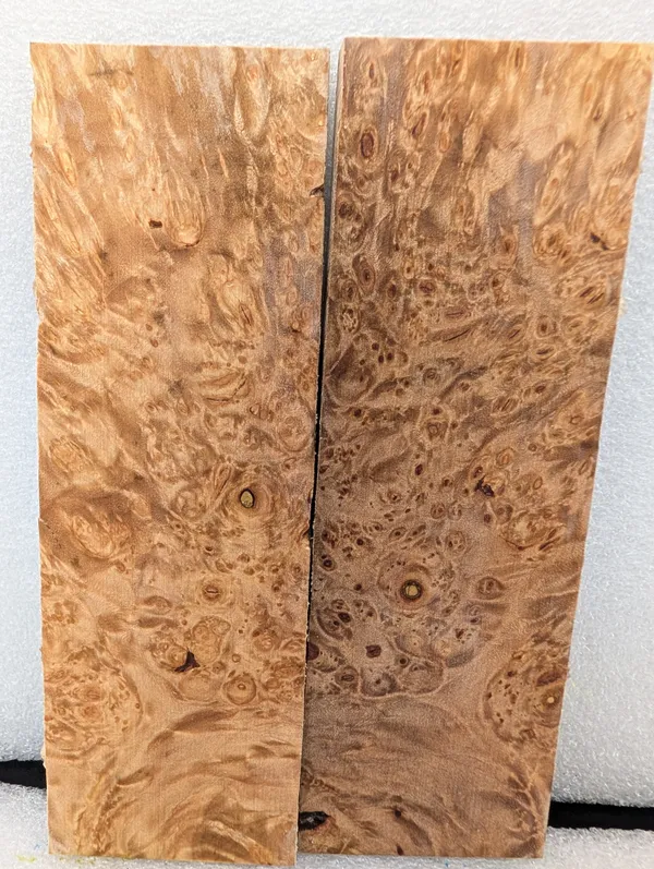 Clear Stabilized Burl Maple Knife Scales — photo 2