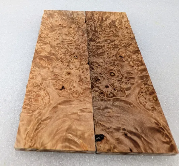 Clear Stabilized Burl Maple Knife Scales — photo 3