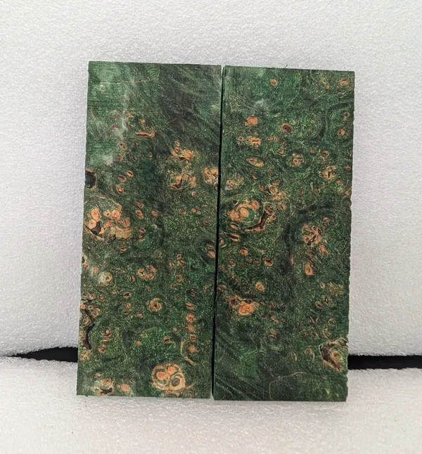 Emerald Green Stabilized Burl Maple Knife Scales — photo 3