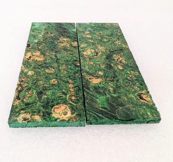 Emerald Green Stabilized Burl Maple Knife Scales