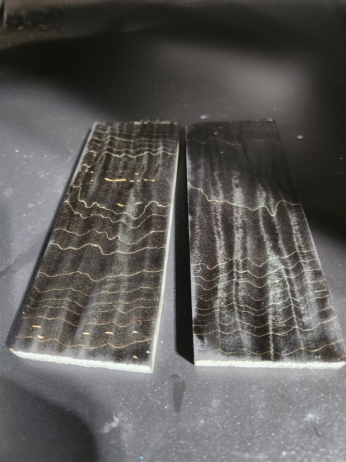 Matched Maple Knife Scales – Midnight Black Dyed (5x2x0.25)