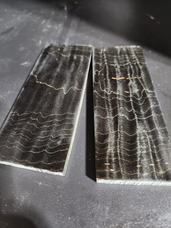 Midnight Black Stabilized Maple Knife Scales Bookmatched — photo 2