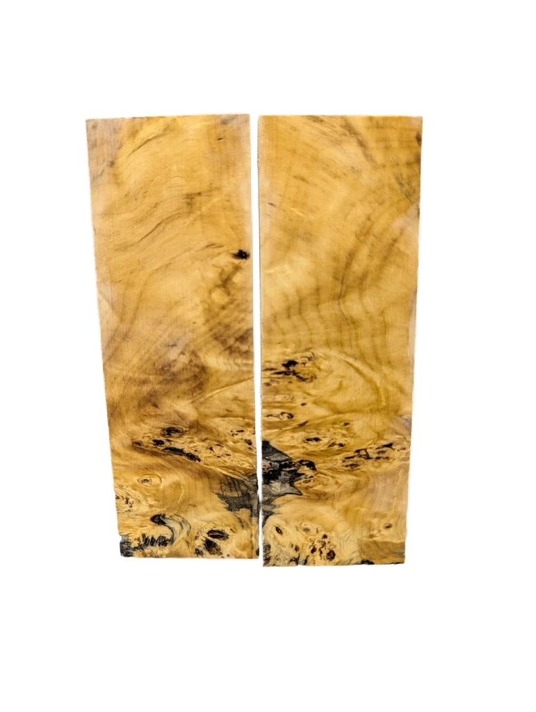 Hand-Selected Stabilized California Buckeye Burl Knife Scales (6x2x0.25)