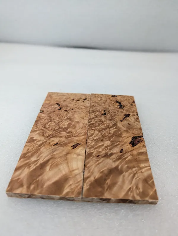 Clear Stabilized Burl Maple Knife Scales Bookmatched — photo 2