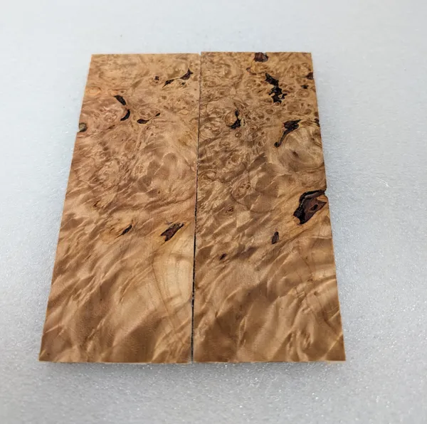 Clear Stabilized Burl Maple Knife Scales Bookmatched — photo 3