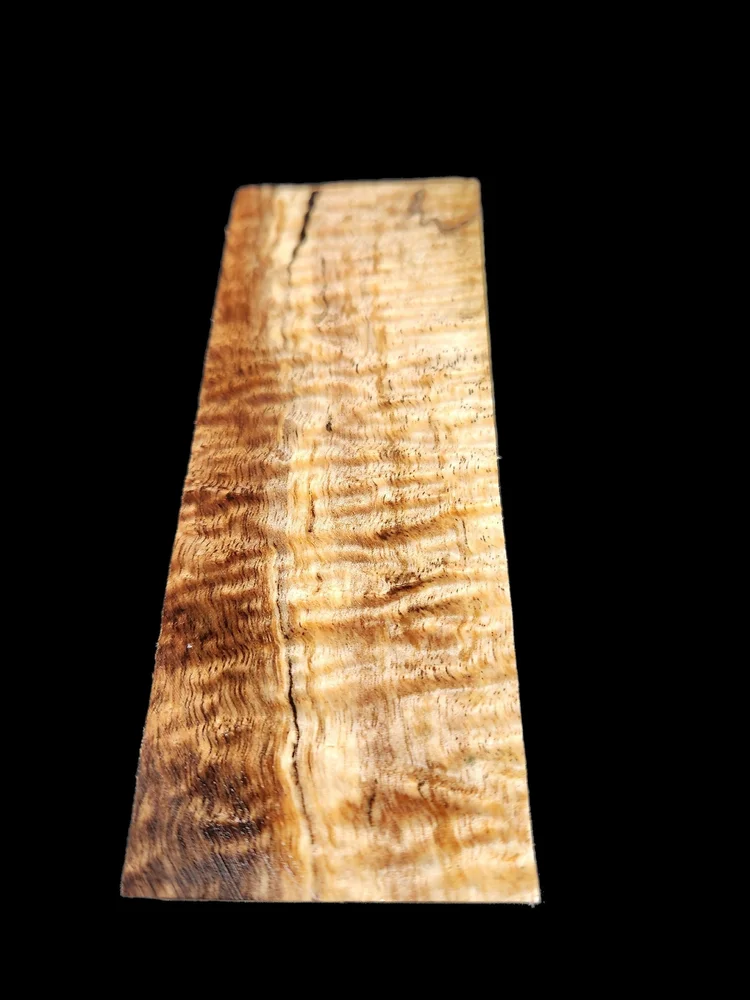 Stabilized Curly Hawaiian Koa Knife Handle Block – Black Spalting Line (5x1.8x1)