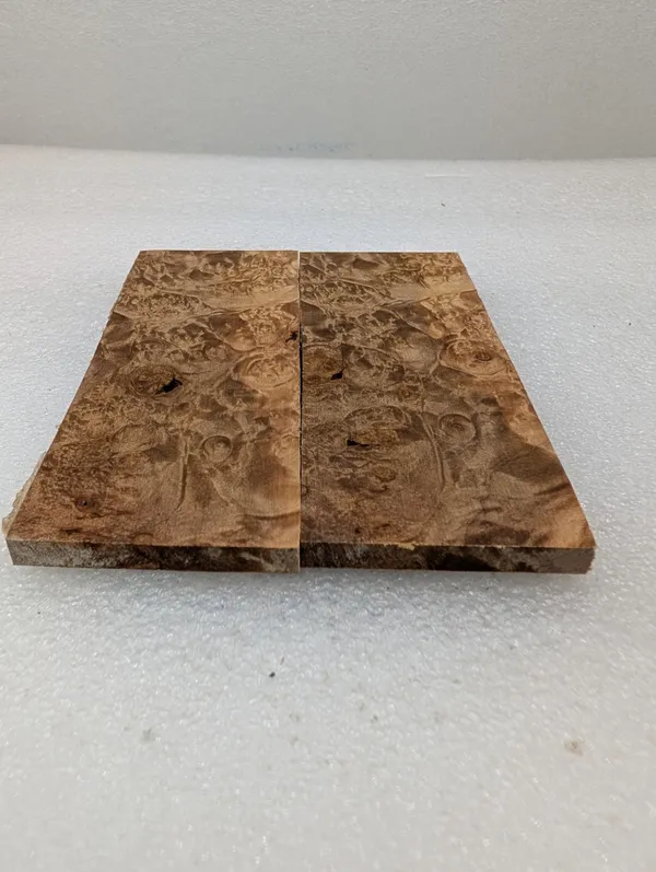 Bookmatched Stabilized Maple Burl Scale Set (5x2x0.25) — photo 3