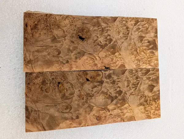 Bookmatched Stabilized Maple Burl Scale Set (5x2x0.25) — photo 4