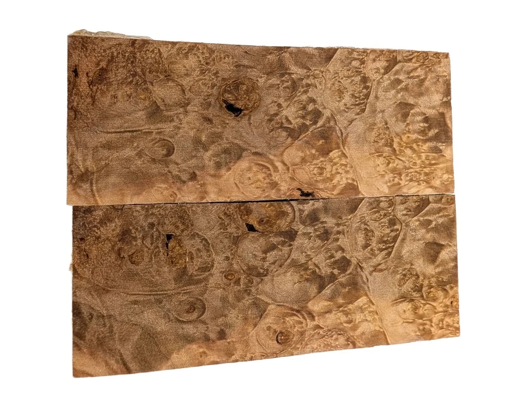 Bookmatched Stabilized Maple Burl Scale Set (5x2x0.25)