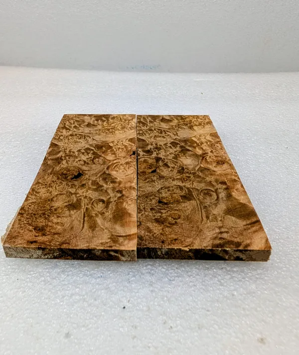 Bookmatched Stabilized Maple Burl Scale Set (5x2x0.25) — photo 2