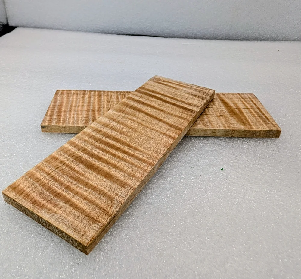 Clear Stabilized Quilted Maple Knife Scales