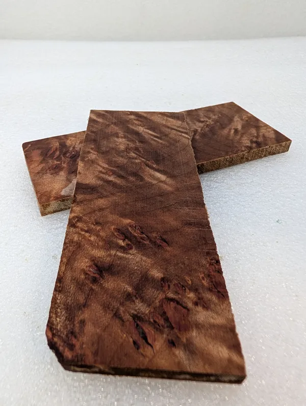 Clear Stabilized Burl Maple Knife Scales Bookmatched