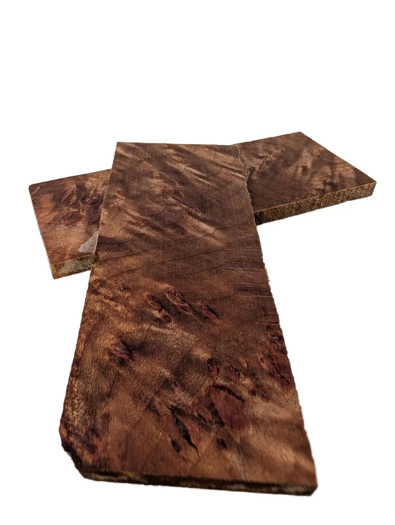 Stabilized Maple Burl Bookmatched Pair (5x2x0.25)