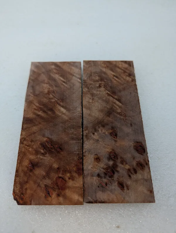 Clear Stabilized Burl Maple Knife Scales Bookmatched — photo 2