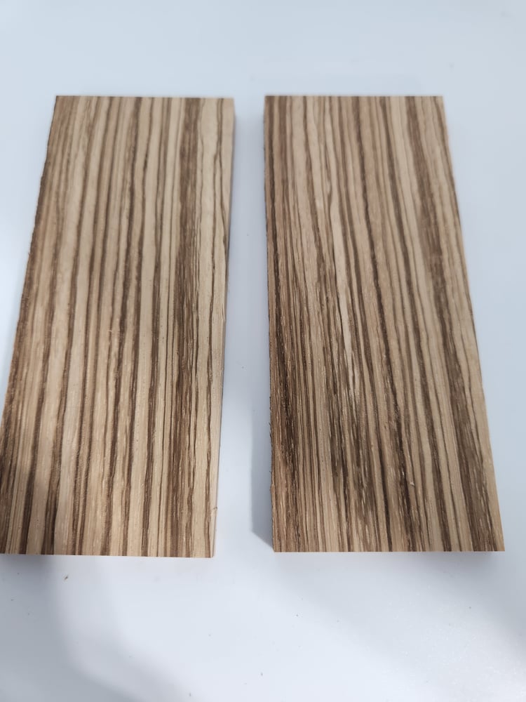Bookmatched crosscut Stabilized Zebrawood Knife Scales – Wood Handle 3/8 thick