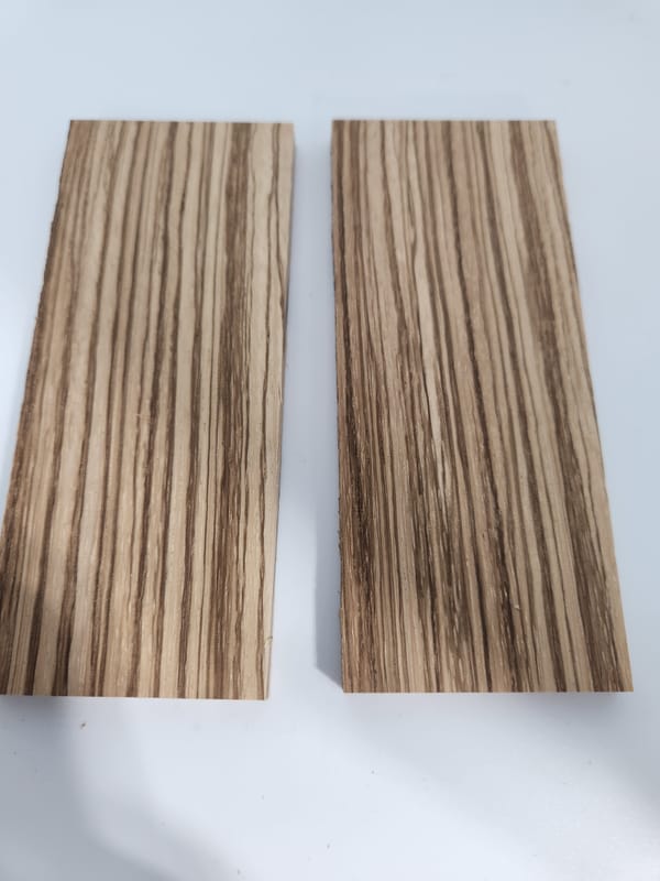 Clear Stabilized Zebrawood Knife Scales Bookmatched