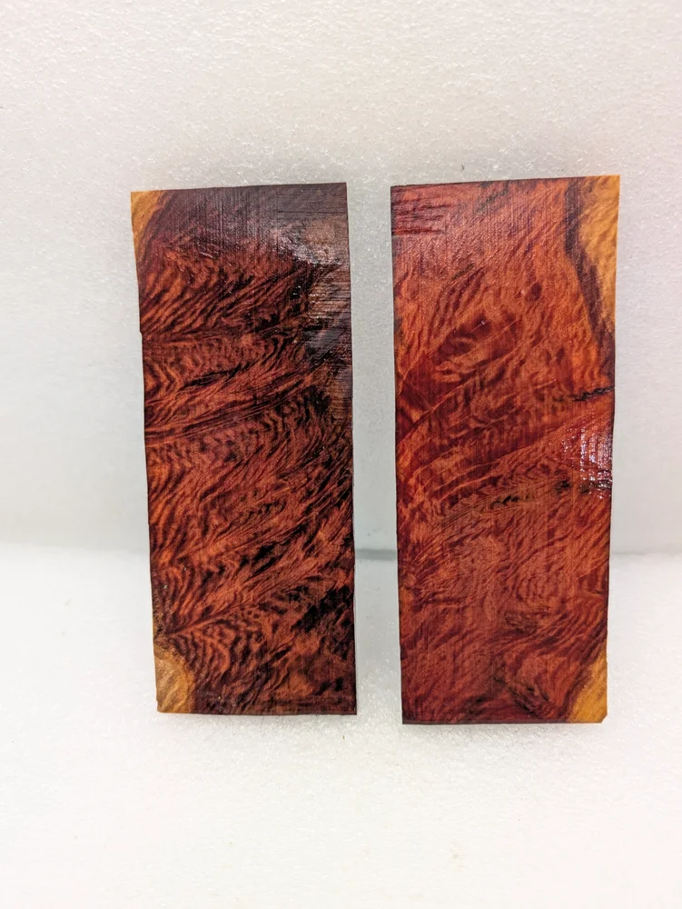 Rare Stabilized Red Mallee Burl Knife Handle Set (5x2x0.25)