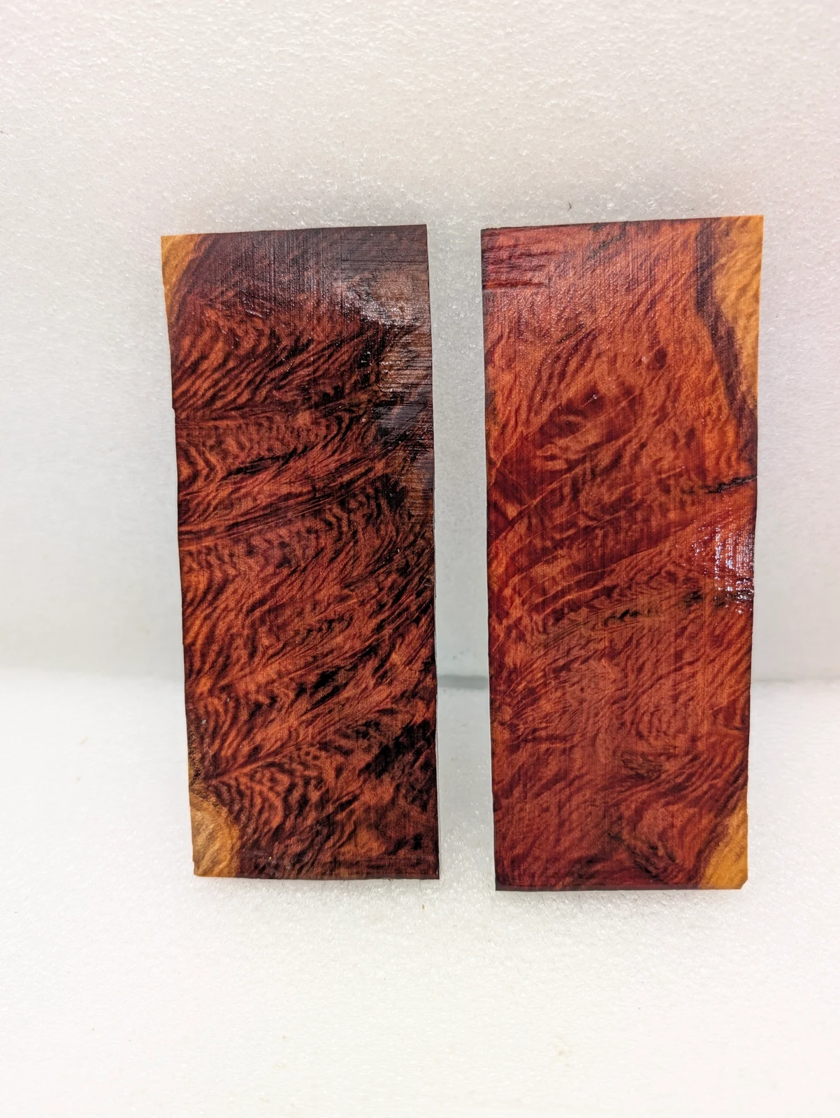 Rare Stabilized Red Mallee Burl Knife Handle Set (5x2x0.25)