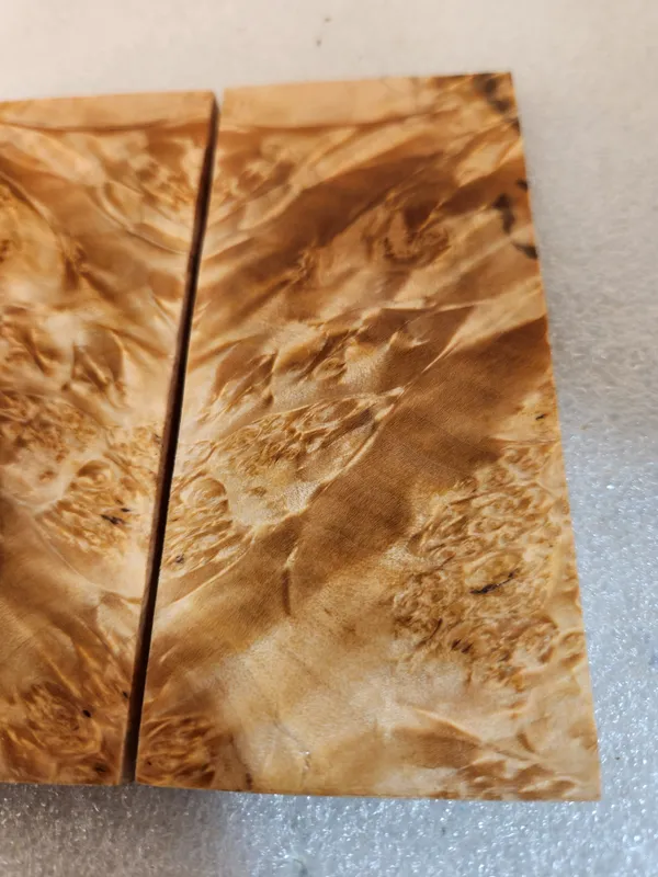 Clear Stabilized Burl Maple Knife Scales Bookmatched — photo 2