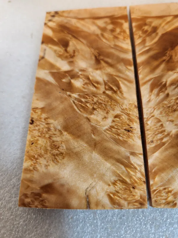 Clear Stabilized Burl Maple Knife Scales Bookmatched — photo 3