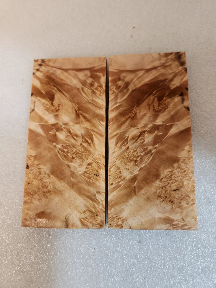 Clear Stabilized Burl Maple Knife Scales Bookmatched