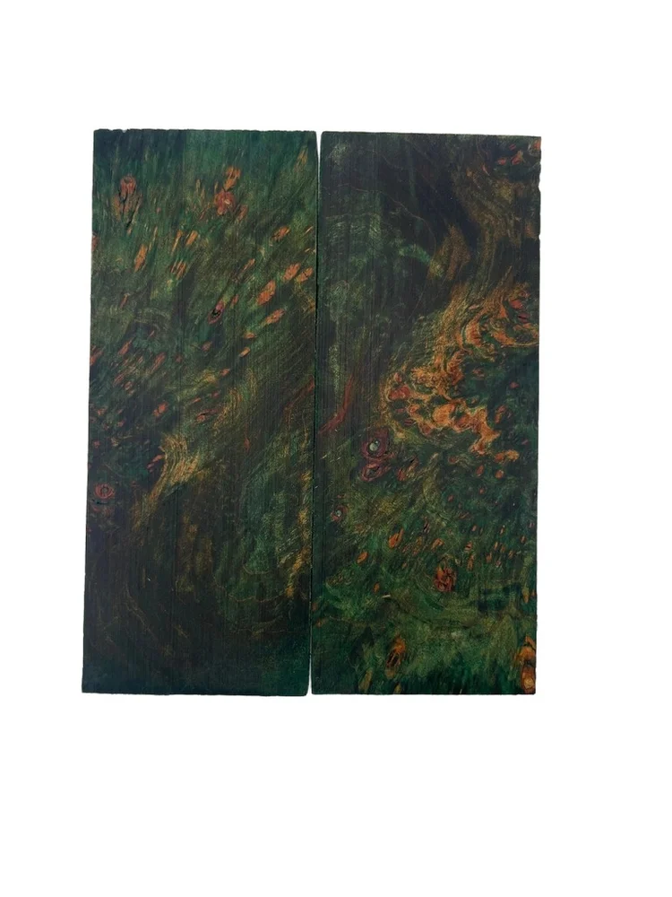 Hand-Selected Emerald Green Dyed Stabilized Maple Burl Scales (5x2x0.25)