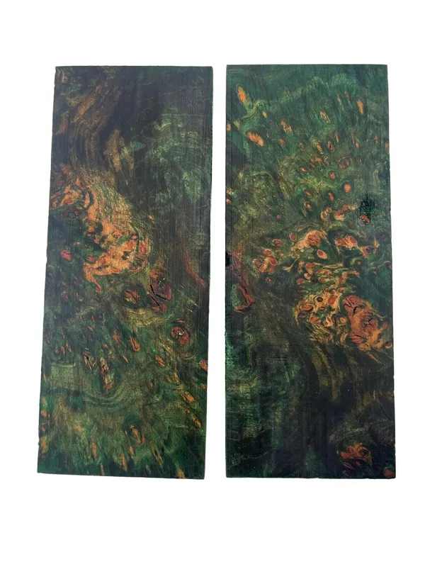 Hand-Selected Emerald Green Dyed Stabilized Maple Burl Scales (5x2x0.25) — photo 3