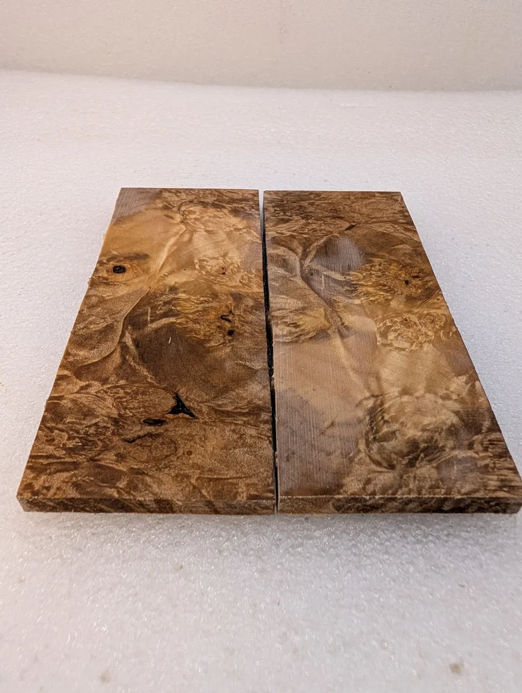 Bookmatched Stabilized Maple Burl Scale Set (5x2x0.25)
