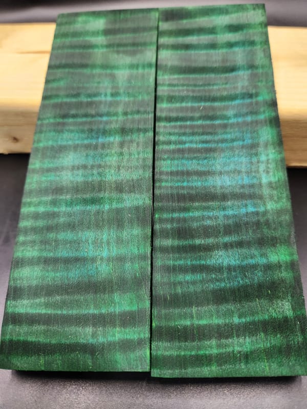 Emerald Green Stabilized Quilted Maple Knife Scales Bookmatched — photo 4