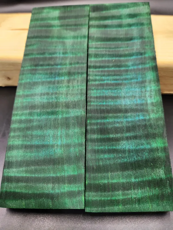 Emerald Green Stabilized Quilted Maple Knife Scales Bookmatched — photo 4