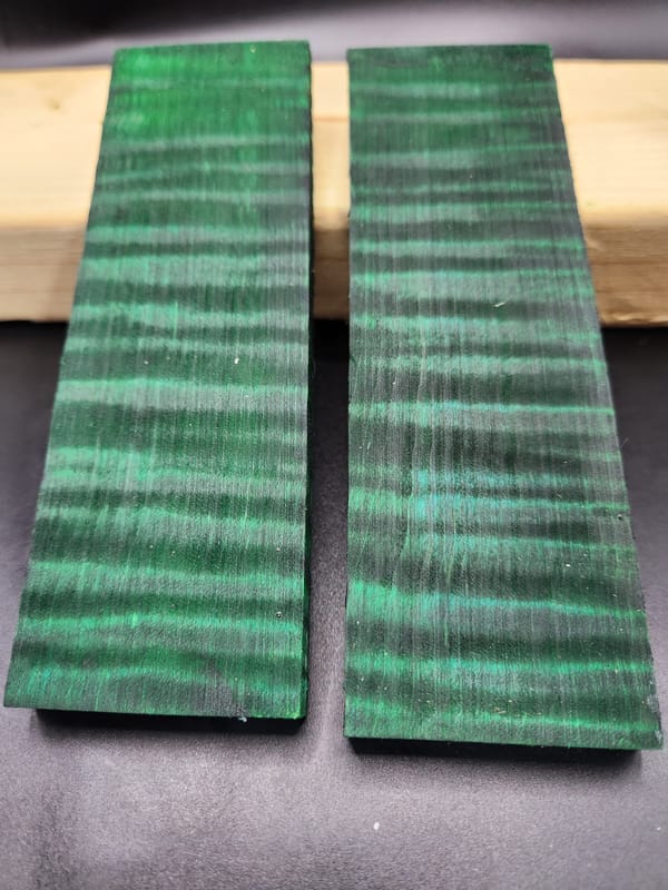 Emerald Green Stabilized Quilted Maple Knife Scales Bookmatched