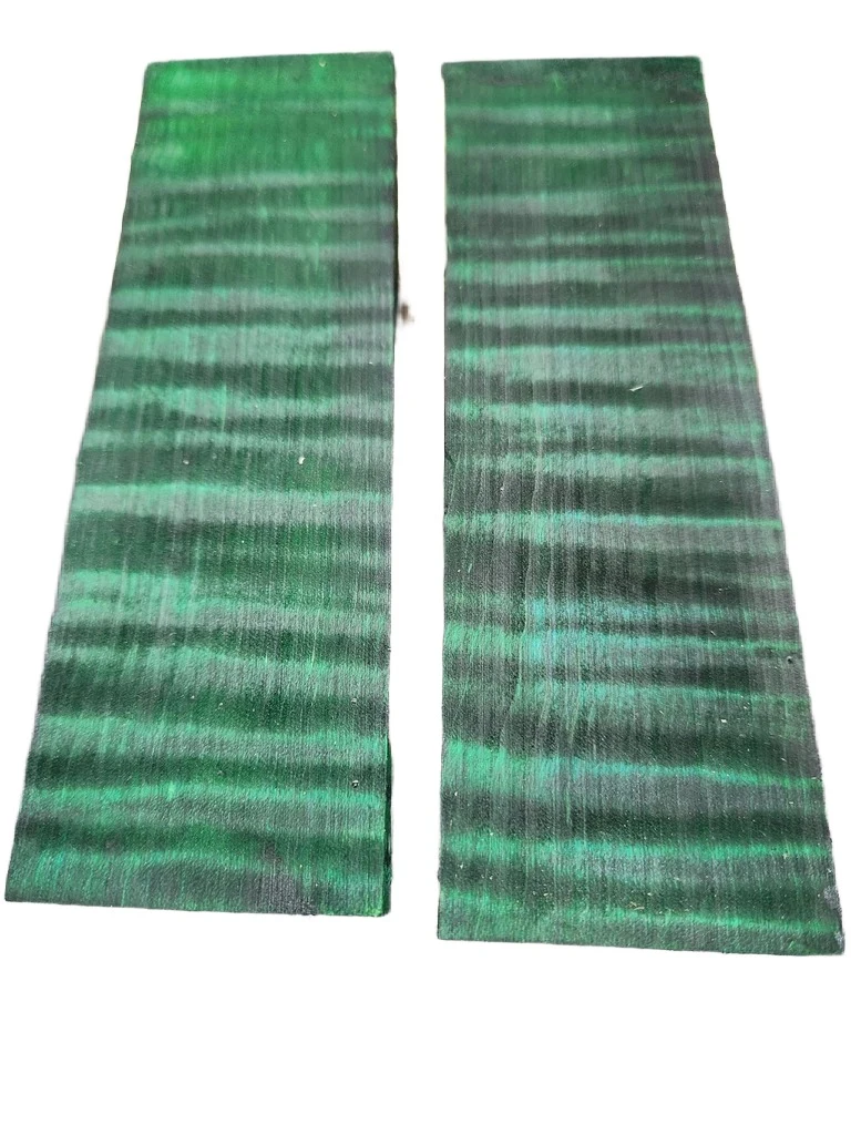Emerald Green Dyed Stabilized Quilted Maple Knife Scales (6x2x0.375)