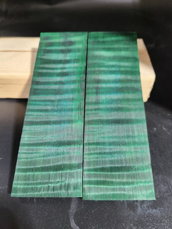 Emerald Green Stabilized Quilted Maple Knife Scales Bookmatched — photo 2