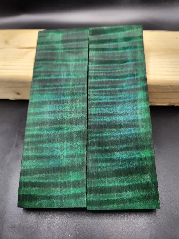 Emerald Green Stabilized Quilted Maple Knife Scales Bookmatched — photo 3