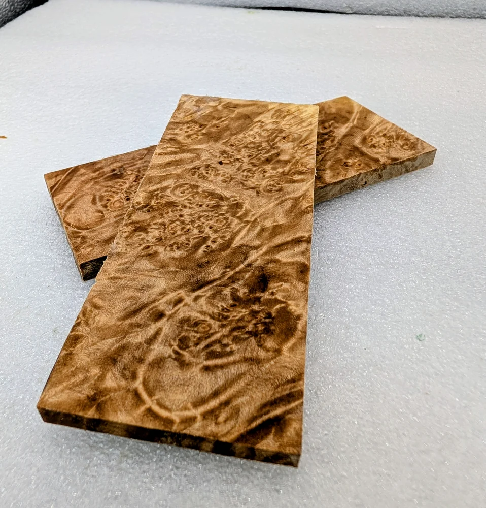 Clear Stabilized Burl Maple Knife Scales