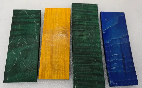 Emerald Green Stabilized Quilted Maple Knife Scales Kit — photo 2