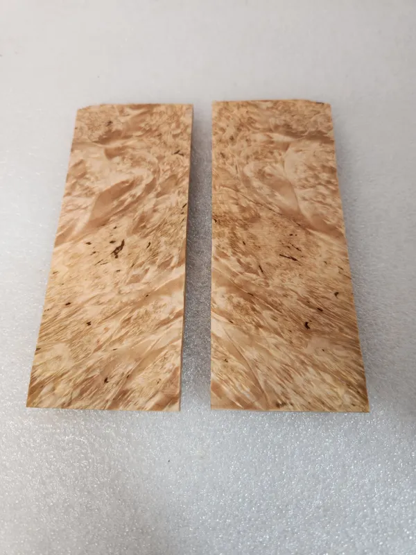 Clear Stabilized Burl Maple Knife Scales Bookmatched