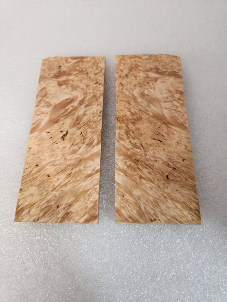 Bookmatched Stabilized Maple Burl Knife Scales – Wood Handles for Knives