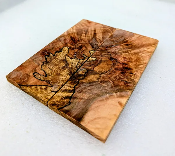 Clear Stabilized Burl Maple Knife Scales Bookmatched — photo 4