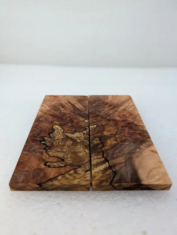 Clear Stabilized Burl Maple Knife Scales Bookmatched — photo 3